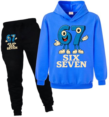 Yaokilyly 67 MEME Boys Girls Six Seven Jumper and Jogger 2Pcs Sets Tracksuits Kids Hoodie (Navy Blue,5 Years)