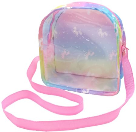 CORHAD Multifunktionale Puppen Aufbewahrungstasche Kleine Transparente Tragetasche mit Rundem Deckel und Gurt Puppenzubehör Organizer für Reisen und Spielzimmer
