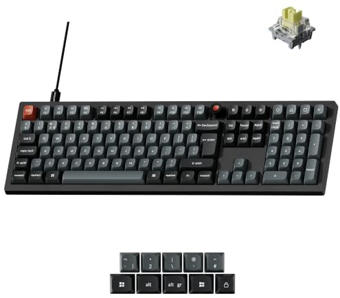 Keychron V6 8K Wired Mechanical Keyboard, Full Size 100% UK Layout Gaming Keyboard with Knob, 8000Hz Polling Rate RGB PBT Keycaps, QMK Hot-Swappable Super Banana Early Tactile Switches - Black