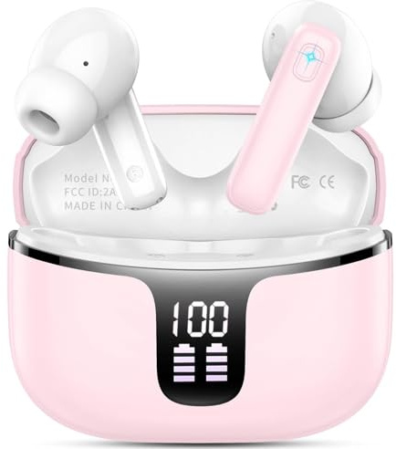 Drsaec Kabellose Bluetooth 5.3 Kopfhörer,Bluetooth Kopfhörer HiFi Stereo mit ENC Geräuschunterdrückung, 40h Akkulaufzeit, IP7 Wasserdicht, LED Display, EIN-klick-Paarung, für Sport/Arbeit/Handy