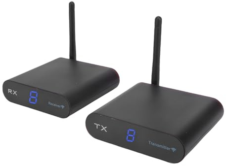 Cuifati Kit de Transmisor y Receptor AV Inalámbrico, Transceptor de y Vídeo de 8 Canales de 5,8 GHz con Transmisión de Largo Alcance de 300 M Penetración en la Pared, para (Enchufe de la UE)