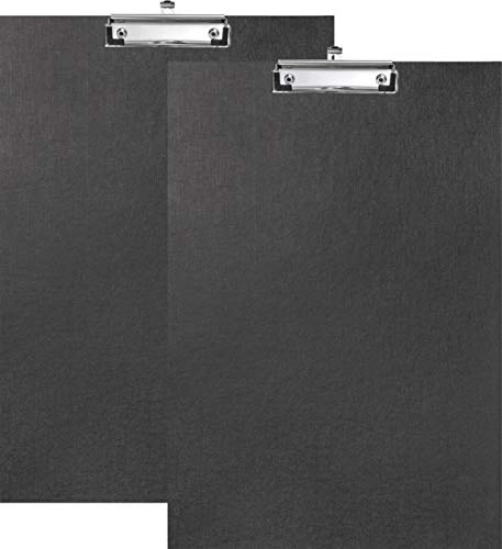 VELOFLEX Schreibplatte A3, aus PP mit Leinenstruktur, Klammer, Gummiecken und Hängeöse, schwarz (2 Stück, A3 hoch)