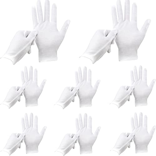ANDSTON - 24 guantes blancos, 12 pares de guantes de algodón suave, para joyería, monedas, inspección de plata, con forro elástico, tamaño mediano