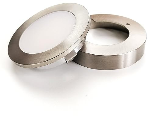 kalb | LED Einbauspot Unterbauspot 6,3cm ∅ Einbaustrahler für Möbel inkl. Aufsatzring, Edelstahl gebürstet, 12VDC, 3Watt warmweiß