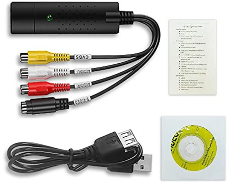 SHUIYUE Convertisseur VHS vers numérique Convertisseur vidéo USB 2.0 Carte de Capture o Boîte VHS Magnétoscope VHS Support TV Convertisseur numérique Win 7/8/10