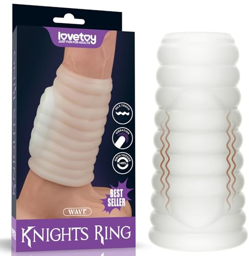Penis Sleeve, lovetoy Vibrating Cock Ring Vibrator Penis Extender, Penis +45% Girth Extension Penis Pump Sleeve Stretcher Cock Penis Enlarger Cockring Enlargement Viberate Adult Sex Toys Couple Men