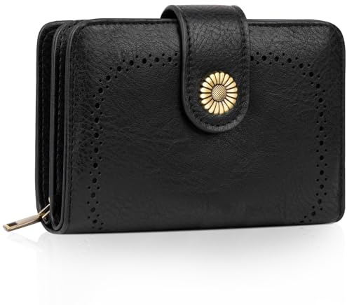 TEUEN Geldbeutel Damen Große Kapazität PU Leder Vintage Portemonnaie Brieftasche Geldbörse Mittelgroß mit RFID-Blockierung und Mehreren Fächern Frauen