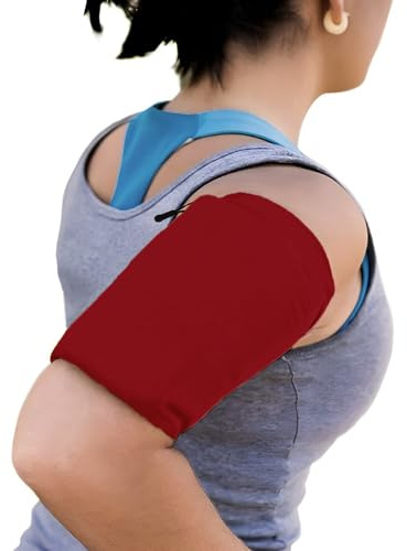 MMOBIEL Handytasche Joggen Dehnbar - Größe XL - Handyarmband 40 bis 50cm Armumfang - Sportarmband Arm- Handyhalterung zum Laufen, Radfahren und andere Sportarten für alle Handys - Dunkelrot