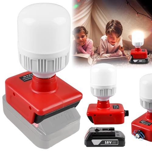 Battery Lamp for Einhell 18 V Battery: Einhell Battery Lamp, 12 W LED Construction Spotlight with E27 Bulbs, Adjustable 150-1300 lm, Work Lighting, LED Spotlight, Adjustable Brightness Torch