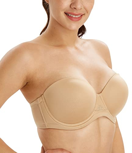 Lemorosy Multiway Contour Strapless Bra Women's Plus Size Full Coverage Underwire(Nude,36FF)