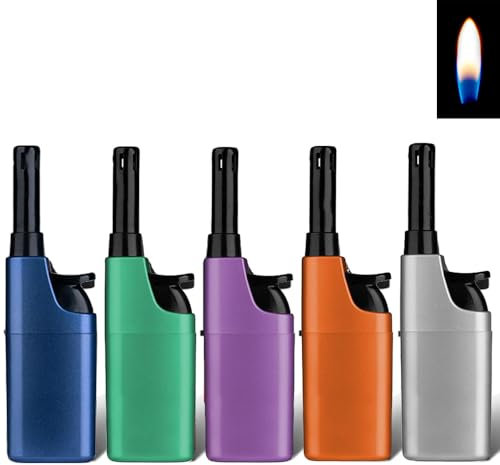 5X Stabfeuerzeug 10,5cm Candle Light Kerzenanzünder Softflamme Gas Feuerzeug BBQ Anzünder wiederbefüllbar Flammenstärke regulierbar (Metallic Colours)