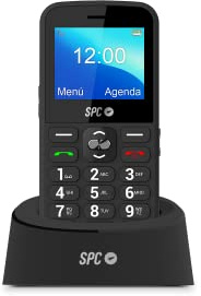 SPC Fortune 2 - Telefono cellulare con tasti e numeri grandi per anziani, pulsante SOS, campanello e notifiche intelligenti, volume extra alto, dock di ricarica USB-C, senza caricabatterie, nero