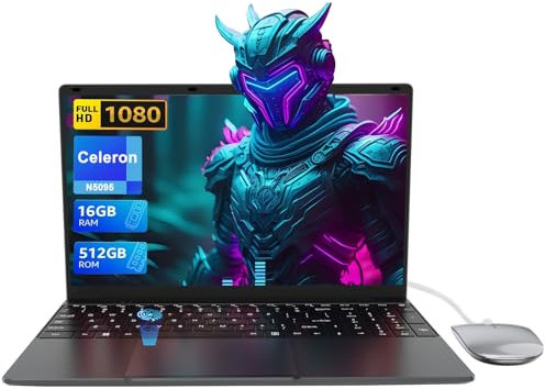 PINSTONE Ordinateur Portable 15,6 Full HD Celeron N5095 PC Portable 16Go RAM 512Go SSD Computer Touch ID WiFi5 Bluetooth 4.0 USB 3.0