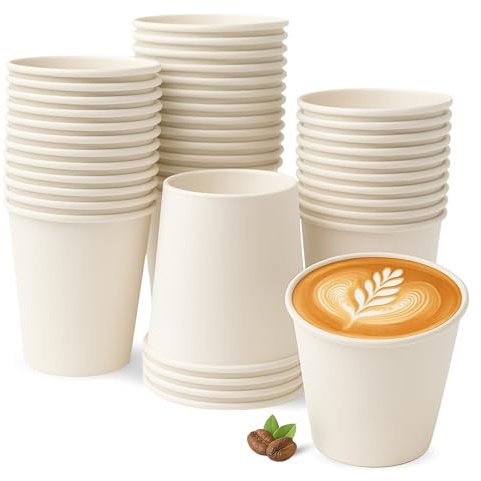 CHEFZOCO Vasos Café Desechables, Vasos Cartón, Uso en Catering, oficina, eventos, Vasos color Blanco, Apto para bebidas calientes y frias, Capacidad 200 cc, Color Blanco, Pack 200 Unidades