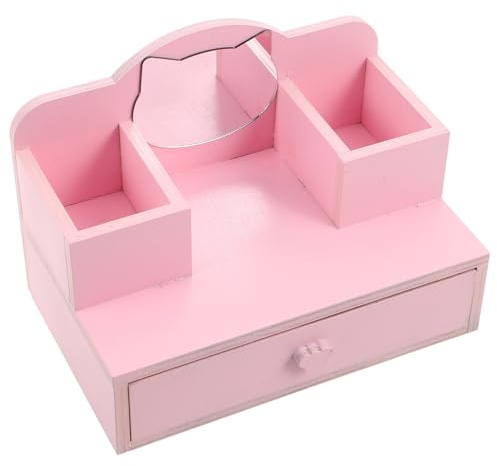 Warmhm Coiffeuse Miniature pour Poupées Adolescentes avec Miroir et Échelle Table de Toilette Jouet pour Maison de Poupée Mobilier de Maquillage