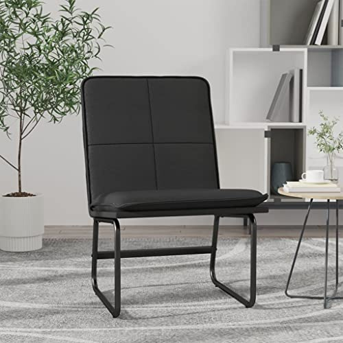 Kaloriko Poltrona lounge nera in ecopelle con struttura in metallo, 54 x 75 x 76 cm, imbottita, comoda per soggiorno, ufficio, club, relax, lettura e relax, con gambe antiscivolo e schienale