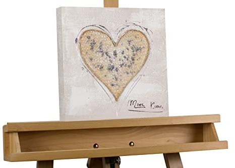 KunstLoft Leinwandbild | 100% HANDGEMALT | 30x30cm | Gemälde 'Endless Love' | Herz | Beige | Wandbild Wohnzimmer