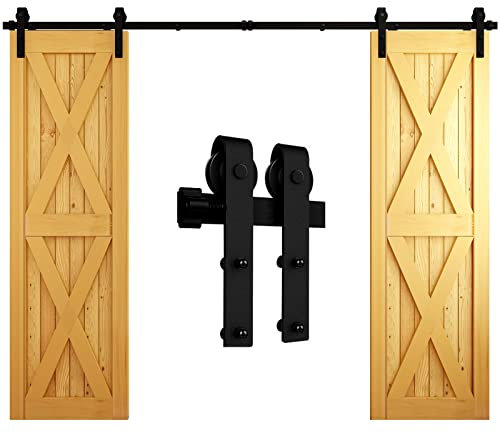 CCJH 243CM/8FT Herraje Para Puerta Corredera Kit de granero Accesorio de armario con rodillo de riel para puerta doble