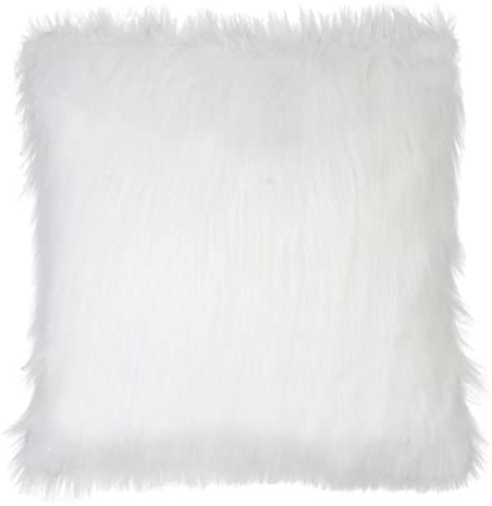 RAJRANG White Fur Cushion Cover Luxury Throw Pillow Case Soft Fluffy Plush Cushions Protector Covers for Sofa Couch 18 x 18 Inches