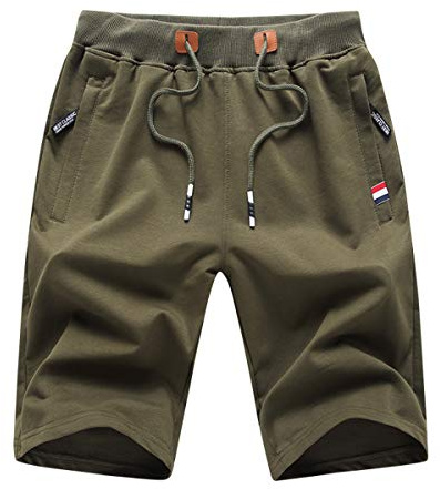 Tansozer Herr Shorts Korta Byxor Herr Sportshorts Herr Träningsshorts Löparshorts för män Bermuda Sommar Atletiska Fitnessshorts Herr Sportiga Gymshorts med Blixtlåsfickor Grönt XL