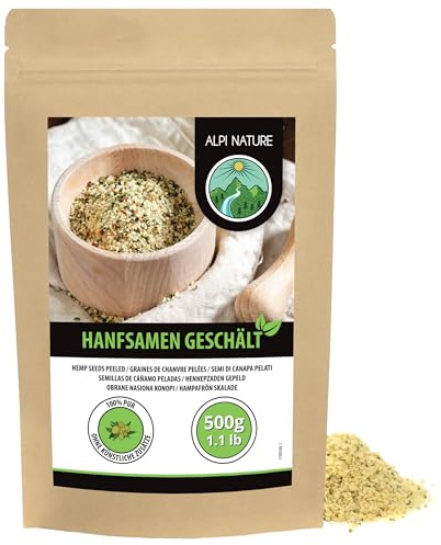 Hampfrön skalade (500g), hampfröhjärtan helt 100% naturlig, utan tillsatser, vegan