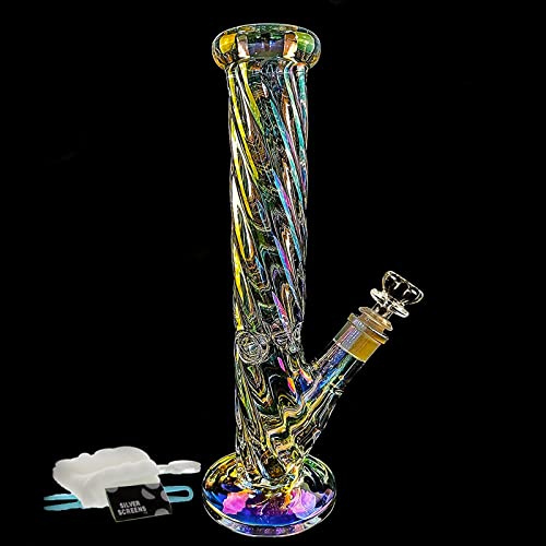 Glass Bong with Spiral Bong Filter, 14.5mm Glass Bong Bowl 19.3oz Water Bong with Bong Accessories Buckle Hookahs Glass Bongs Cheap Bong (Big Bong)