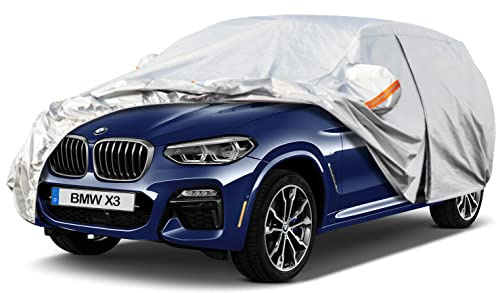 kayme 6 Schichten Autoabdeckung Wasserdicht Atmungsaktiv Passend für BMW X3/X3M/X4, Vollgarage Autoplane für Regen Sonne Staub Schutz mit Baumwollfutter Frostschutz im Winter.(3-7 Tage liefern)