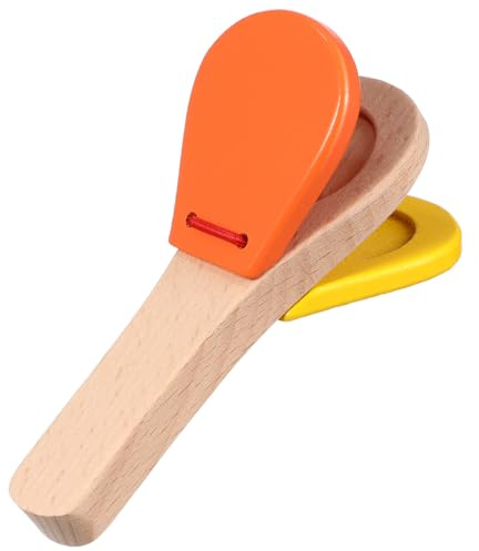 Toyvian Wooden Hand Clapper Instrument, Handheld Musical Castanet for Rhythm Training Coordination Percussion Sound Maker for Sessions and Studio Use (Random Color)