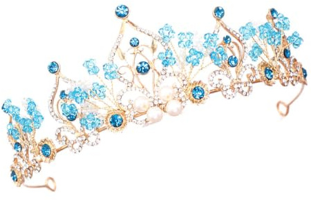 Luxshiny Mädchen Tiara Krone Blau Eleganter Haarschmuck Für Kleine Mädchen Party Hochzeit Abschlussball Stirnband Mit Strass