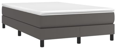 vidaXL Ramsäng grå 120x200 cm konstläder, dubbelsäng med sängram, resårmadrass inkluderad