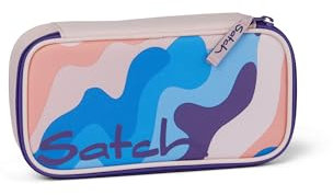 satch Schlamperbox extra groß inkl. Trennfach Reißverschlussfach Stiftehalter Geodreieck Sichtfenster für Stundenplan Candy Clouds - Rosa