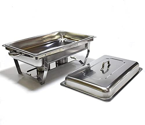 BTURYT Rechteckiges Chafing Dishes-Set Aus Edelstahl Chafers Buffetserver Und Speisenwärmer Mit Alkoholofen Und Wasserschalen Für Catering-Events,Double grids,4200g