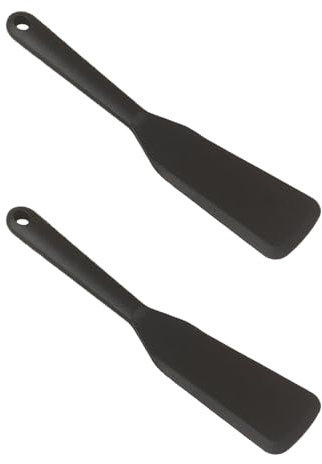 2 spatole in silicone, spatola, in plastica, adatte per cucinare cibi in cucina (nero)