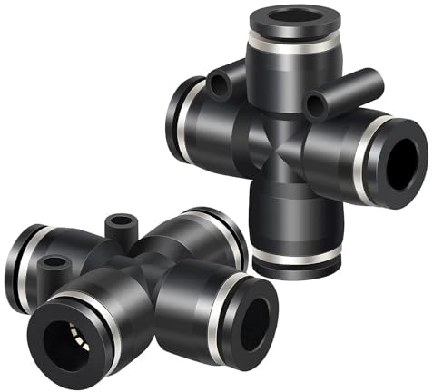 TAILONZ PNEUMATIC Racores rápidos de plástico de 4 vías y 6 mm de diámetro exterior PZA-6 (paquete de 5)