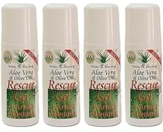 Roll On ResCue Gel Aloe Vera Con Efecto Inmediato Del Alivio Del Dolor con efecto analgésico en Articulaciónes, Cervicales Masaje Practico de Aplicar Alivia Tus Dolores Pack 4 Unidades