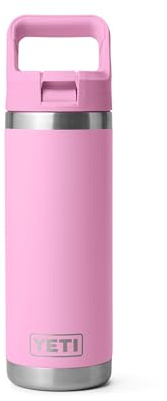 YETI Rambler Bouteille isotherme en acier inoxydable avec bouchon de paille assorti – 532 ml – Rose vif