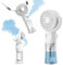 Handheld Fan Misting Hand Held Fan Rechargeable Battery Operated Portable 4 Speeds & 55ml Spray & 360° Foldable USB Personal Water Fan for Travel Camping Outdoor (White)