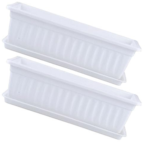Toddmomy Versatile White Rectangular Planting Pots 2Pcs Durable Plastic Planters for Indoor and Outdoor Use Ideal for Vegetables and Flowers Efficient Drainage System Perfect for Windowsills and Patio