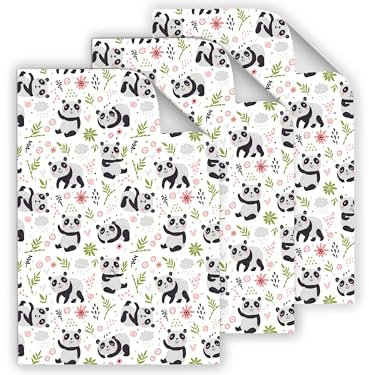6 Geschenkpapier-Bögen hochwertige reißfeste Geschenkverpackung für Kinder Mädchen Junge Panda Tiere für kleine Geschenke für Geburtstag Weihnachten Fest (6 Bögen je A3-Format)