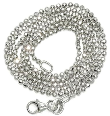 Never Say Never Spektakuläre und glänzende Kugelkette aus massivem 18-karätigem Gold für Damen mit Kugeln 1,5 mm, 45 cm lang, Gewicht 4,65 g aus 18-karätigem Weißgold., cm, Gold, Nicht zutreffend