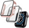 OFFCUP Case with Screen Protector Compatible, 2pcs Hard Case Designed for Apple Watch S6/5/4/SE 44mm with Tempered Glass Screen Protector Built-in Tempered Glass Film High Sensitivity (Rose Gold)