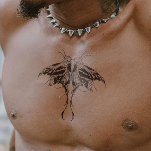 Detaillierte Motte - Inkster Tattoo | vegane & wasserfeste Temporäre Tattoos für Erwachsene - EU-Kosmetikzertifizierte Farbe - revolutionäres 2 Wochen Tattoo | Premium Klebetattoos