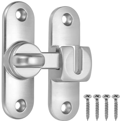 PATIKIL 1 Pack Flip Sliding Door Latch Safety Bar Gate Lock Hardware for Cabinet Bathroom Bedroom Garden, Silver