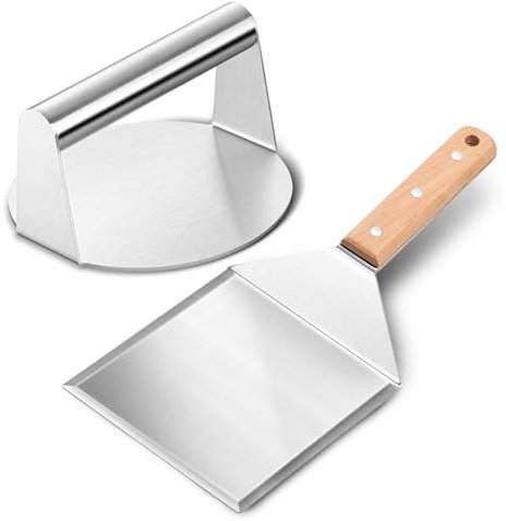 Onader Burger Griddle Spatula, Stainless Steel Pancake Flipper with Beveled Edges, Large Smash Patty Scraper for Flat Top Grill BBQ, Camping and Cooking, Sturdy & Easy to Clean – 30 x 13cm