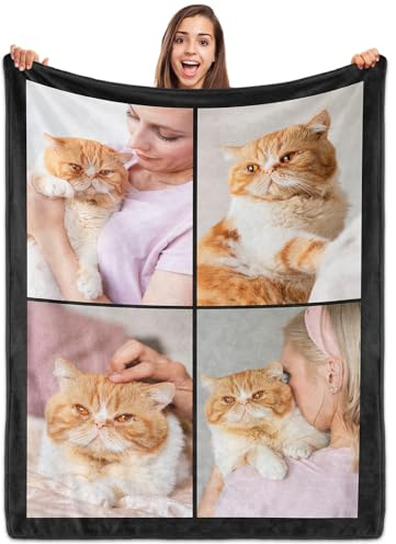 ROHBVMN Personalisierte Decke mit Foto- und Textdruck,Decke personalisiert babydecke, kuscheldecke personalisiert für Freundin, Freund,Ehemann, HD-Druck Foto-Decke fotodecke selbst gestalten