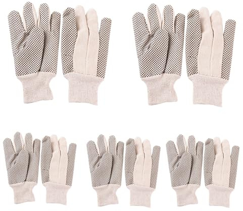 LVYUDS Gants Ronces Toile Distribution Antidérapant Respirant, 5 Paires Gants Jardinage Désherbage Tailler Protéger Conducteur Manipulation(26cm,80g)
