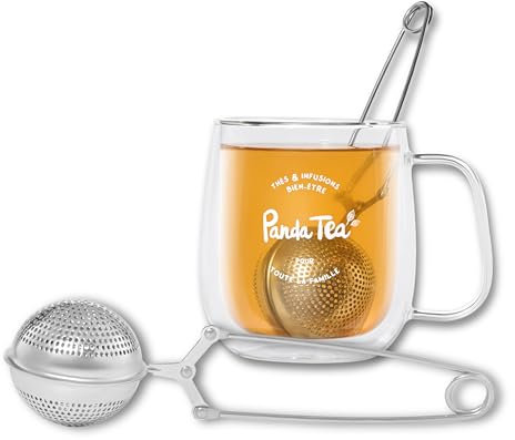 Panda tea – Bola de té de acero inoxidable – Infusor de té original y práctico para preparar tus tés a granel – Bola a the con asa