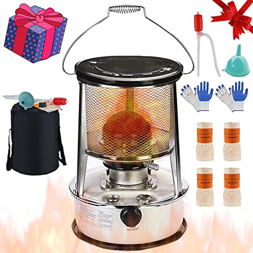 NTALJC Riscaldatori Senza Elettricità Riscaldatore a Olio per Interni, Riscaldatori a Cherosene Portatili Stufa Riscaldatore a Cherosene per Campeggio Domestico con Spegnimento Automatico (6L)