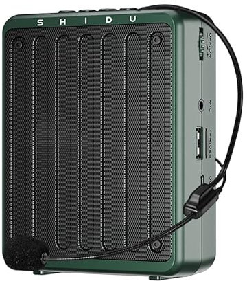 SHIDU Amplificateur de voix Bluetooth portable avec microphone filaire pour casque, système de sonorisation personnelle rechargeable pour salle de classe