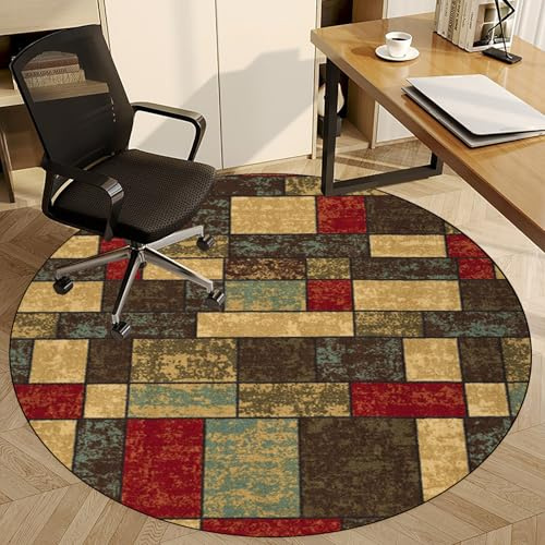 Fzamudng Bürostuhl Teppich Rund, Bodenschutzmatte Bürostuhlunterlage Gaming Teppich 150 cm, Unterlage Schreibtischstuhl, Chairmat Stoffmatte für Stühle, Gaming Teppich, Bürostuhl Matte Kratzfest